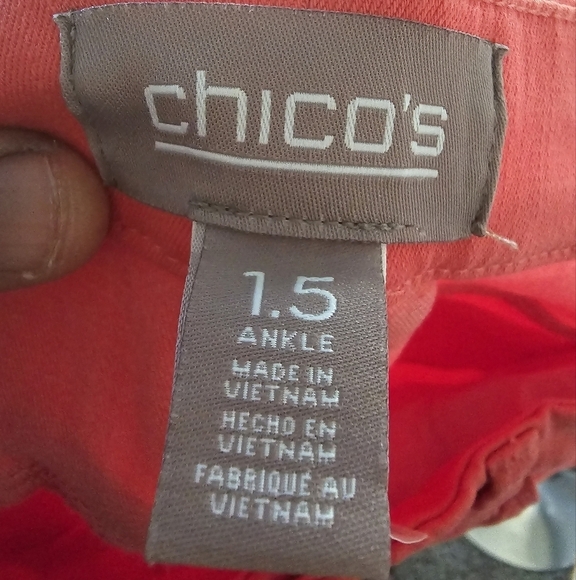 Chicos Pant Women 32×27 Pink/ Orange Straight Leg Ankle High Rise Office - Picture 8 of 9